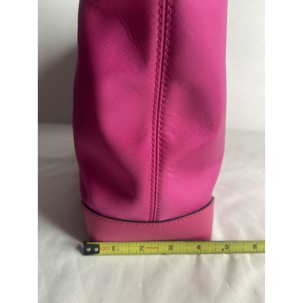 Michael Kors Pink‎ Nylon Saffiano Leather Small Tote Bag 30H1SV0T1C Zip Top - Picture 8 of 8